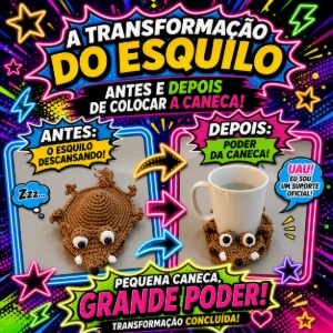Porta copo esquilo de crochê