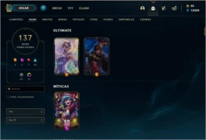 Conta DIAMANTE 4 com 137 skins e 138 champs - League of Legends LOL