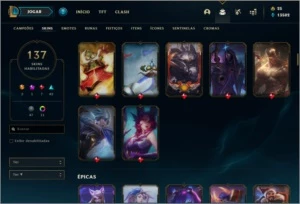 Conta DIAMANTE 4 com 137 skins e 138 champs - League of Legends LOL
