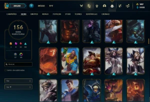 Conta Platina 4 com TODOS os champs e 156 Skins ( MAIN MID ) - League of Legends LOL