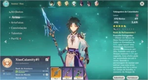Conta Genshin Impact AR 5 com Xiao e Calamity Queller