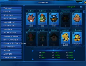 Conta LADMO Mid game com AOX e Alter-S Bem investida - Digimon Masters Online