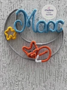 Porta Maternidade Lua com Raposa Personalizada em Tricotin - Artesanato e Personalizados