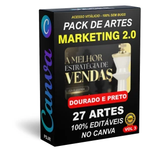 Pack Canva Marketing Digital Dourado e Preto Vol 3 - Outros