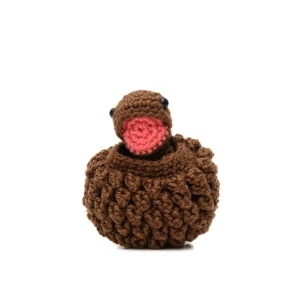 Ovo com filhote de dinossauro marrom em amigurumi - Artesanato e Personalizados