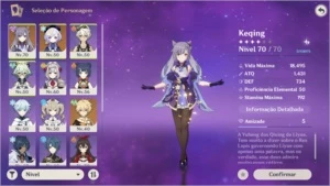 Genshin Impact - Conta com Keqing, Qiqi e Espinha Celestial.
