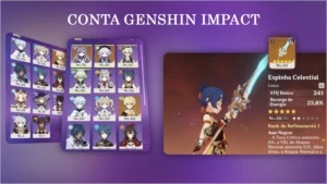 Genshin Impact - Conta com Keqing, Qiqi e Espinha Celestial.