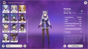 Genshin Impact - Conta com Keqing, Qiqi e Espinha Celestial.