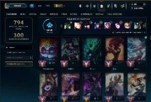 Conta ESMERALDA da season 2 com TODOS os champs e 245 skins - League of Legends LOL