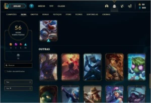 Conta prata 3 com 73 champs e 56 skins - League of Legends LOL