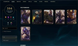 Conta 394 skins 5 ultimate 6 prestígio 6 vitóriosas - League of Legends LOL