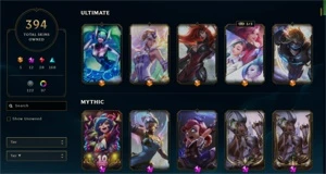 Conta 394 skins 5 ultimate 6 prestígio 6 vitóriosas - League of Legends LOL