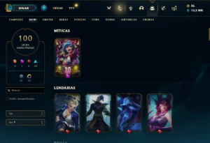 Conta ouro 4 com 140 Champs e 100 Skins + 5 Vitoriosas - League of Legends LOL