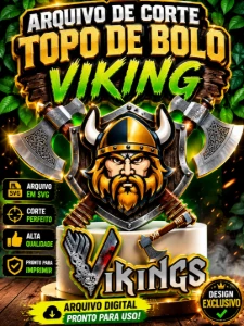 Arquivo de corte topo de bolo Viking - Artes e Templates Artes Canva