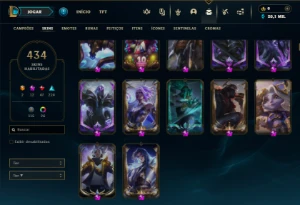 Prata 4 com TODOS os champs e 434 Skins + 5 Prestigios - League of Legends LOL