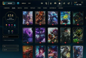 Prata 4 com TODOS os champs e 434 Skins + 5 Prestigios - League of Legends LOL