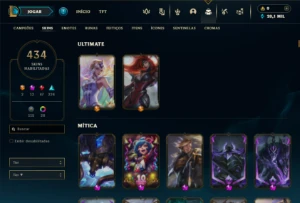 Prata 4 com TODOS os champs e 434 Skins + 5 Prestigios - League of Legends LOL