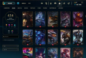 Prata 4 com TODOS os champs e 434 Skins + 5 Prestigios - League of Legends LOL