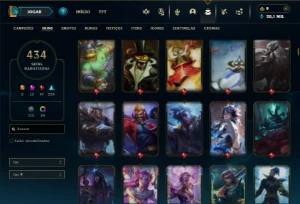 Prata 4 com TODOS os champs e 434 Skins + 5 Prestigios - League of Legends LOL