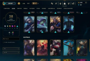 Ouro 1 com 55 Champs e 38 Skins - League of Legends LOL