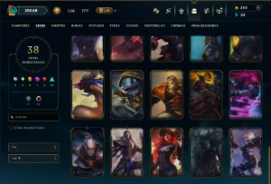 Ouro 1 com 55 Champs e 38 Skins - League of Legends LOL