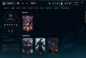 Ouro 1 com 55 Champs e 38 Skins - League of Legends LOL