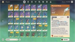 AR40 Diluc, Tartaglia, Skyward Harp, Aquila Favonia+5k Primo - Genshin Impact