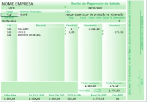 Modelo de Holerite / Contracheque / Planilha de Folha de Pag