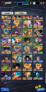 Conta de dragon ball legends, 225 salários lvl 200