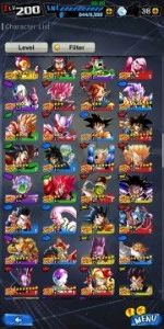 Conta de dragon ball legends, 225 salários lvl 200