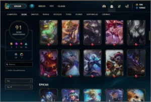 Conta prata 4 com 94 champs, 91 skins ( MAIN ADC ) - League of Legends LOL