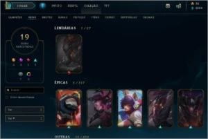 CONTA DE LOL NV 101, UNRANKED, MAIN YASUO, 19 SKINS!! - League of Legends