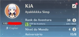 Ayaka + Cortadora de Neblina + Hutao + Keqing AR 36 - Genshin Impact