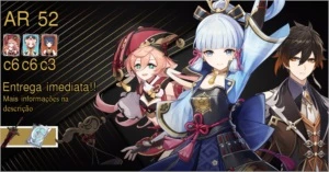 AR 52 Ayaka / Yanfei C6 + Orações / Zhongli entre outros T5 - Genshin Impact