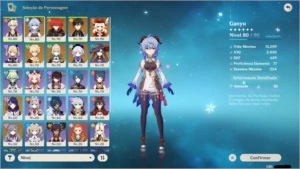 Conta Ar56 , 11 campeões 5 estrelas e 2 armas. - Genshin Impact
