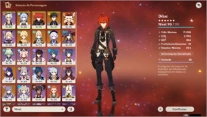 Conta Ar56 , 11 campeões 5 estrelas e 2 armas. - Genshin Impact