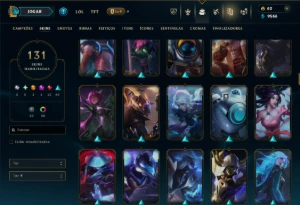 Ouro 4 com TODOS os Champs e 131 Skins ( JG / MID / TOP ) - League of Legends LOL