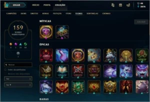 Conta lol Gold, season passada Platina com varias skins - League of Legends