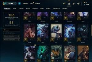 Conta platina 3 com 47 Champs e 19 Skins + 2 Vitoriosas - League of Legends LOL