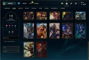 Conta platina 3 com 47 Champs e 19 Skins + 2 Vitoriosas - League of Legends LOL
