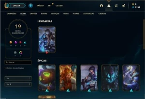 Conta platina 3 com 47 Champs e 19 Skins + 2 Vitoriosas - League of Legends LOL