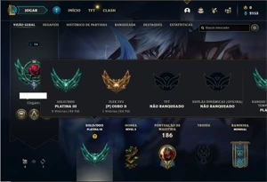 Conta platina 3 com 47 Champs e 19 Skins + 2 Vitoriosas - League of Legends LOL