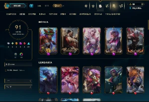 Platina 2 com TODOS os Champs e 91 Skins +4 Prestigios - League of Legends LOL