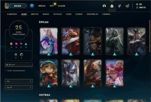 Conta prata 4 com 76 Champs e 25 Skins + 3 Vitoriosas - League of Legends LOL