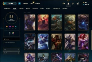 Conta prata 4 com 76 Champs e 25 Skins + 3 Vitoriosas - League of Legends LOL