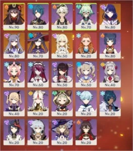 AR 52 Baal C1 HuTao Keqing Mona Homa Amos e Harpa Celestial - Genshin Impact