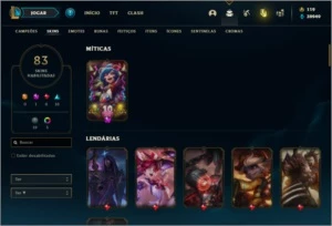 Conta unranked com 155 champs e 83 skins +7 Vitoriosas - League of Legends LOL