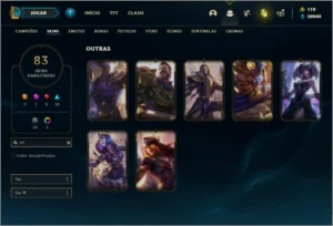 Conta unranked com 155 champs e 83 skins +7 Vitoriosas - League of Legends LOL