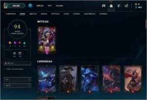 Conta ouro 4 com 132 champs e 94 skins - League of Legends LOL