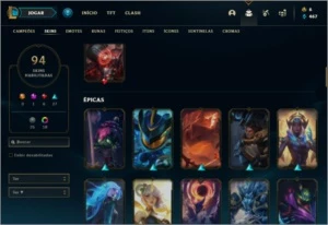 Conta ouro 4 com 132 champs e 94 skins - League of Legends LOL